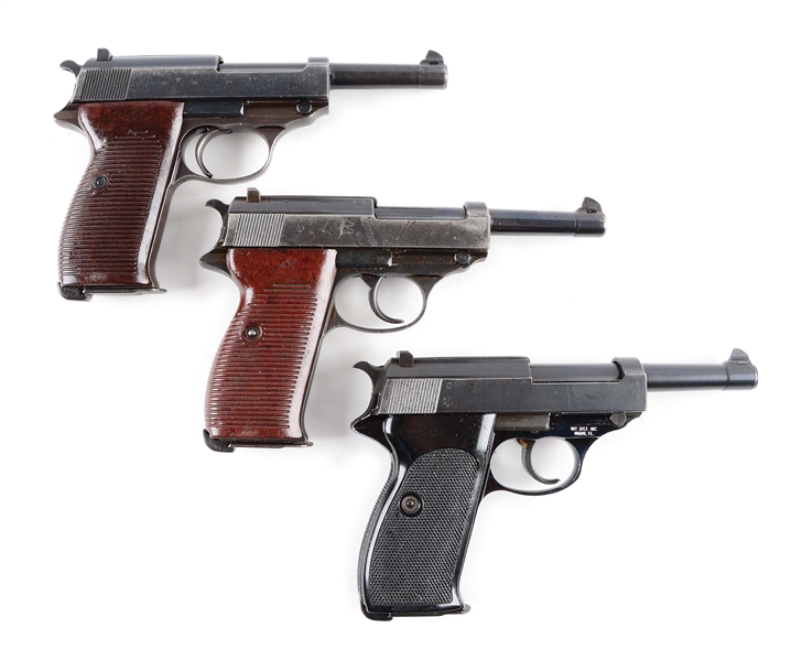 (C) LOT OF 3: GERMAN P.38S & FRENCH P4 SEMI-AUTOMATIC PISTOLS.