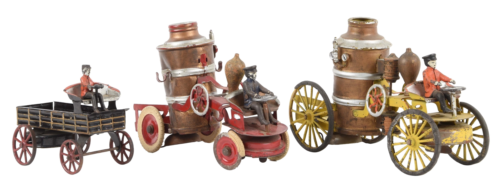 LOT OF 3: EARLY AMERICAN TIN WIND-UP TRANSPORTATION TOYS. 