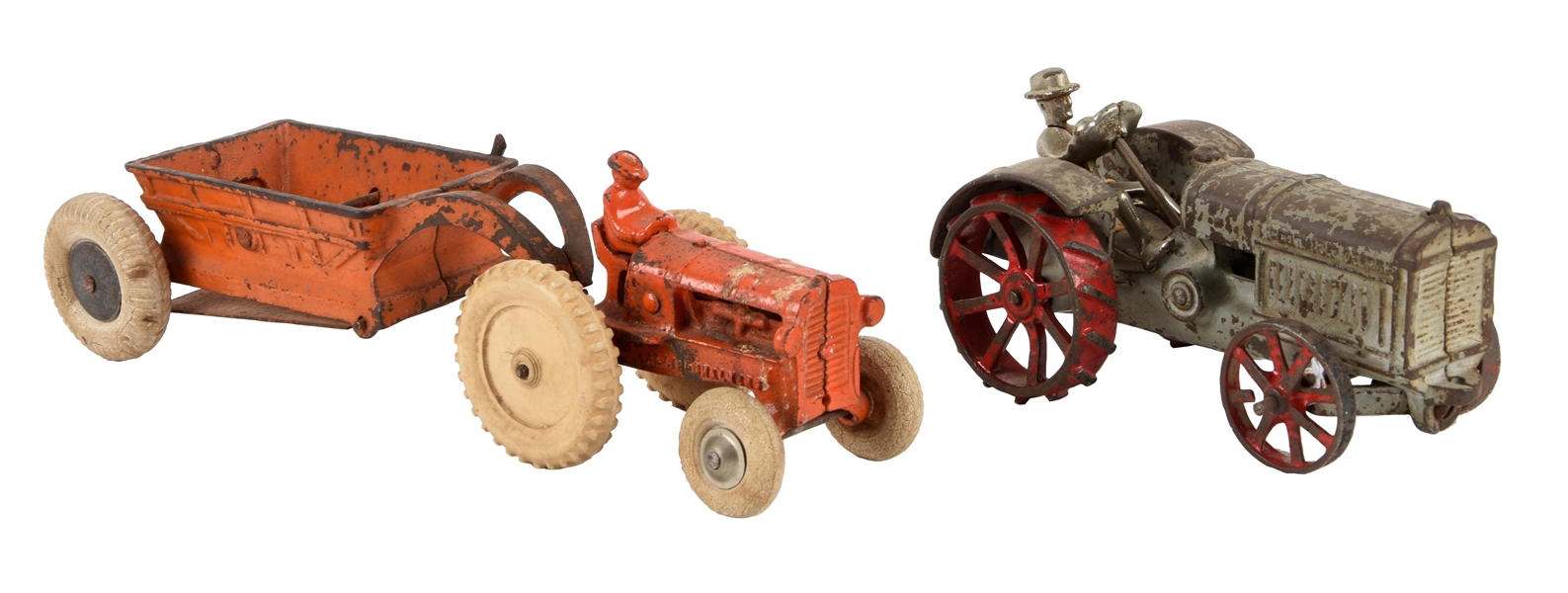 LOT OF 2: AMERICAN MADE CAST IRON TRACTOR TOYS.