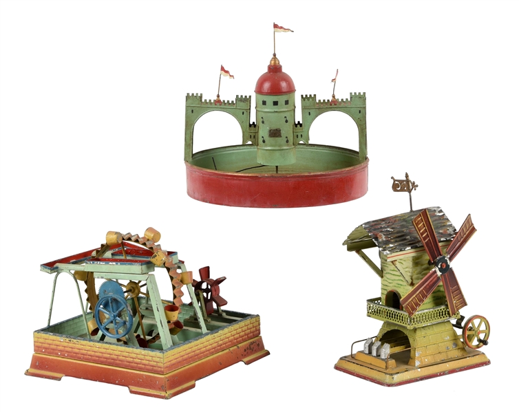 LOT OF 3: GERMAN HAND PAINTED WATER TOYS.