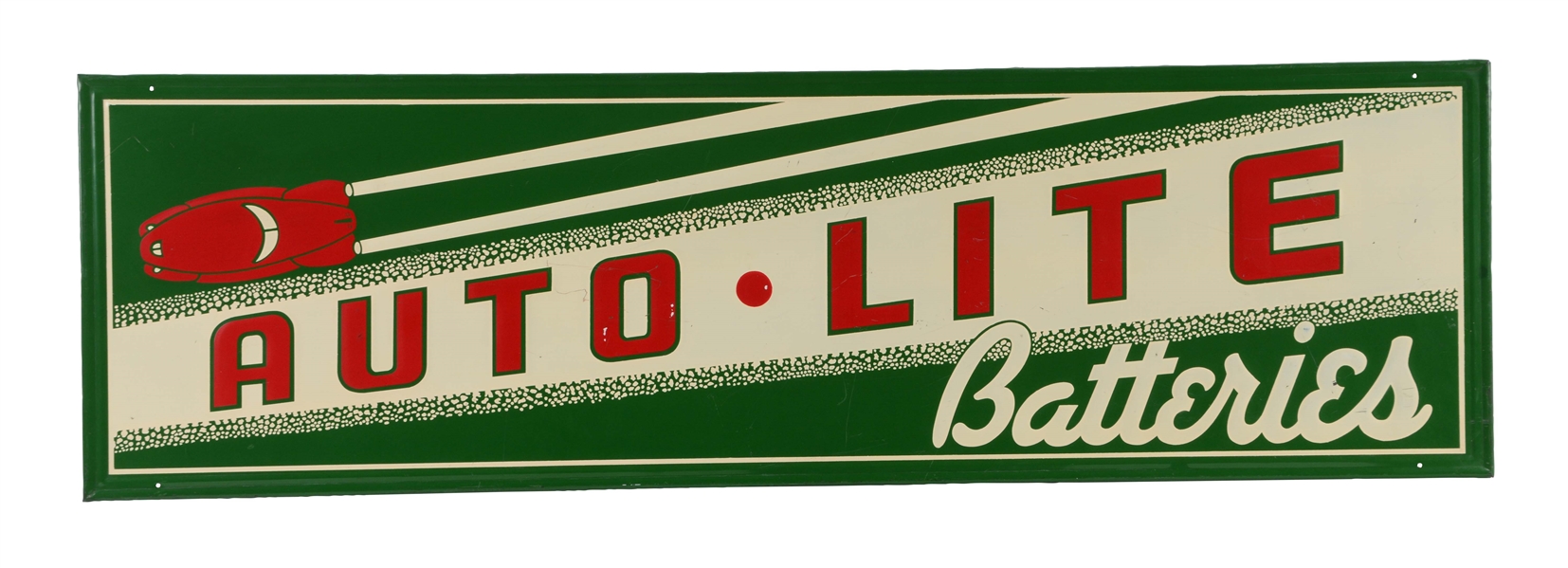 AUTO LITE BATTERIES EMBOSSED TIN SIGN.