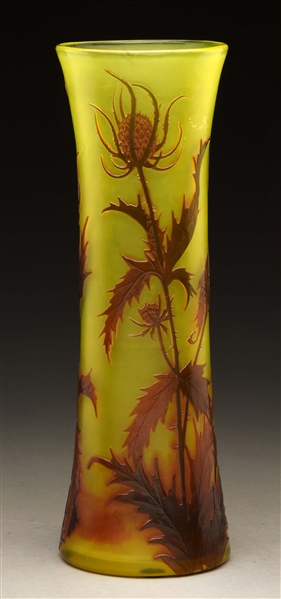 THISTLE & DRAGONFLY CAMEO VASE. 