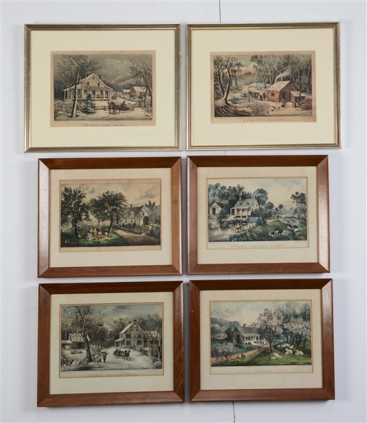 GROUP OF 6: CURRIER & IVES SMALL FOLIO RURAL LANDSCAPES.
