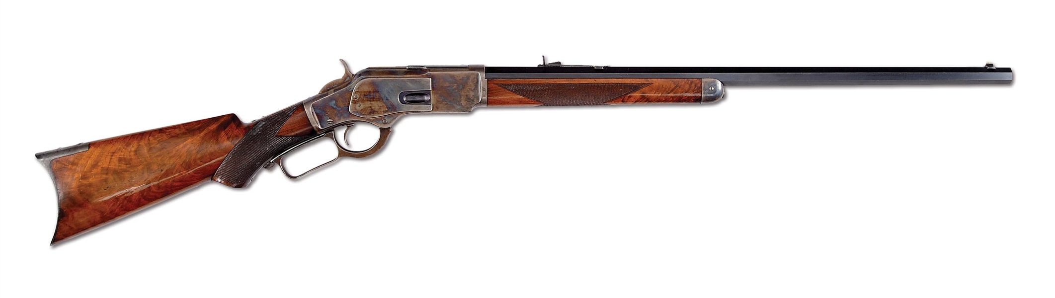 (A) SUPERIOR DOCUMENTED WINCHESTER MODEL 1873 PISTOL GRIP DELUXE RIFLE MARKED WITH XXXX GRADE (1883).