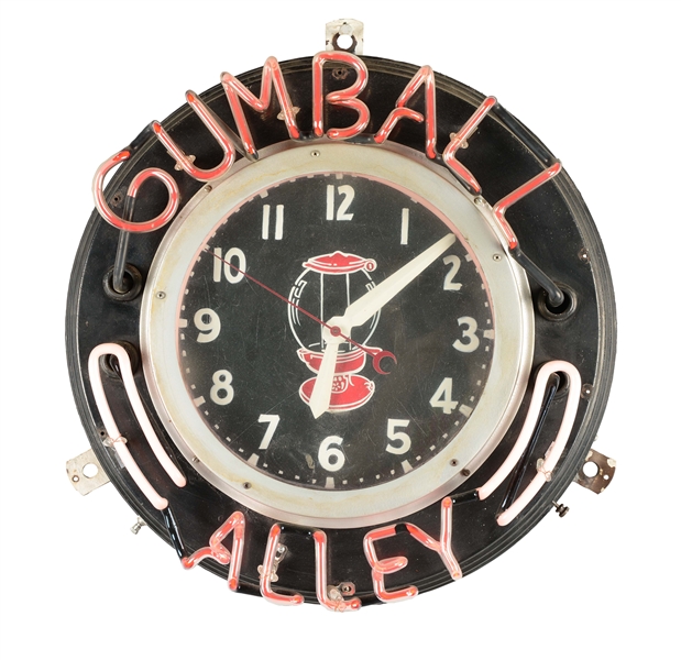 GUMBALL ALLEY NEON CLOCK. 