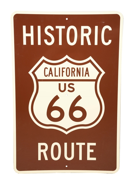 SINGLE SIDED HISTORIC CALIFORNIA US 66 ROUTE SIGN.