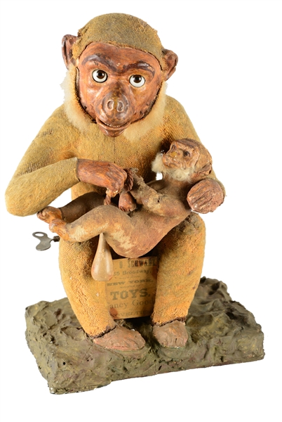 RARE F.A.O. SCHWARZ TOY STORE NODDING MONKEY STORE DISPLAY AUTOMATON.