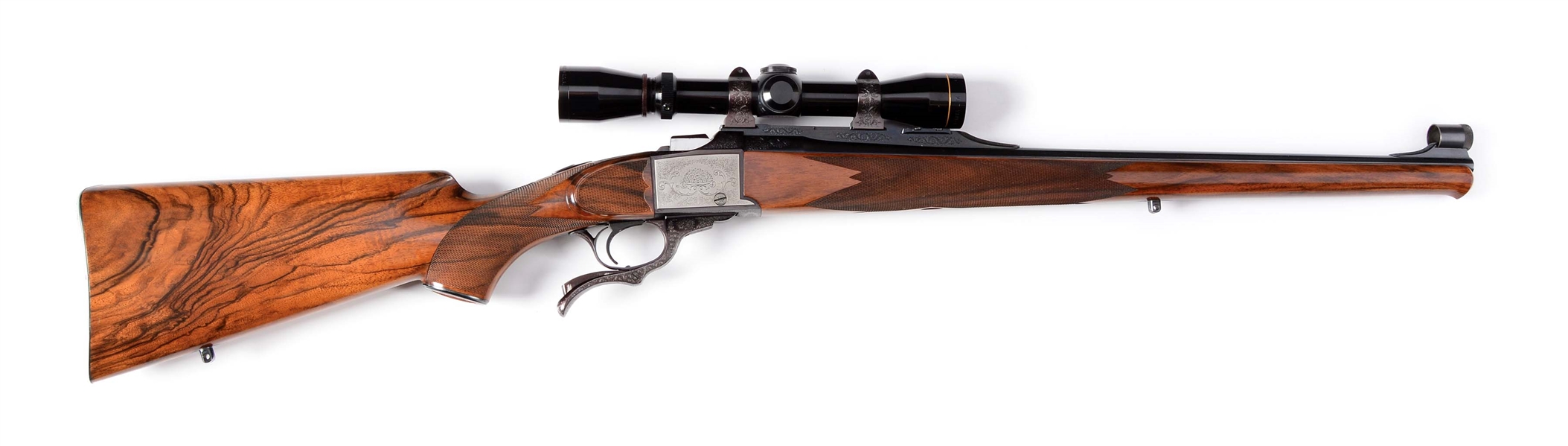 (M) NICELY APPOINTED  FULL STOCK CUSTOM RUGER NO. 1 RIFLE BY PAUL JAEGER WITH SCOPE. 