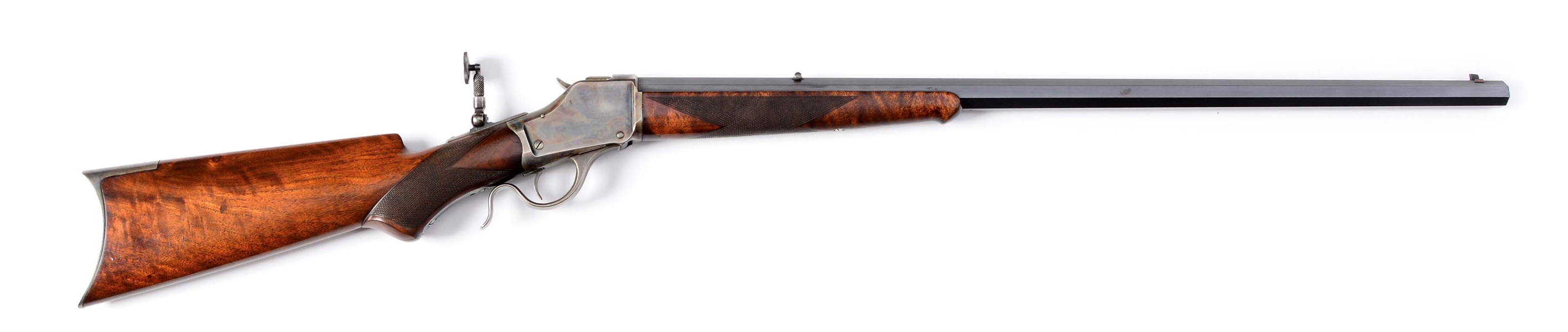 (A) HIGH CONDITIONED DELUXE WINCHESTER MODEL 1885 HIGH WALL NO. 3 LEVER ACTION RIFLE (1888).