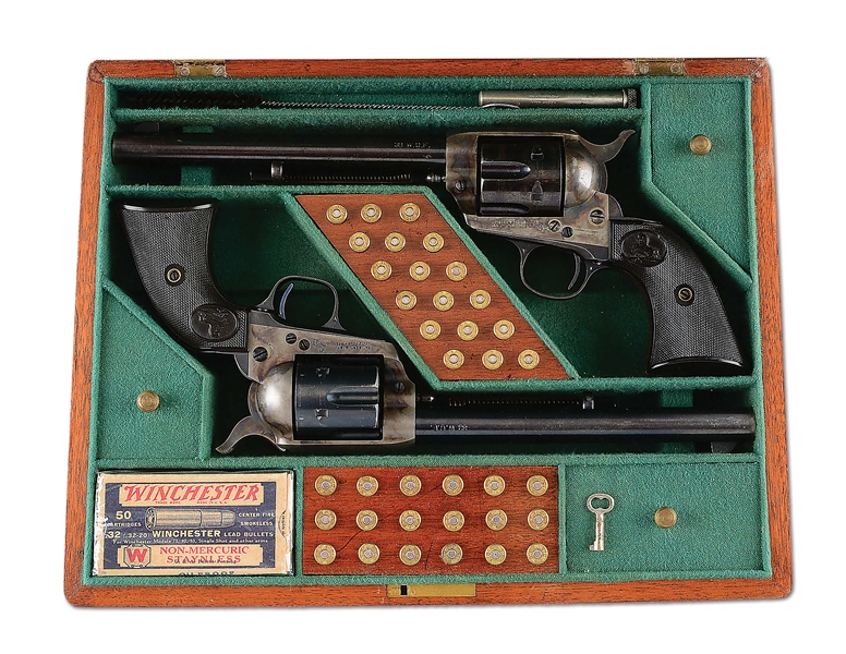 (C) CASED PAIR OF 1ST GENERATION COLT .32 CALIBER SINGLE ACTION ARMY REVOLVERS.