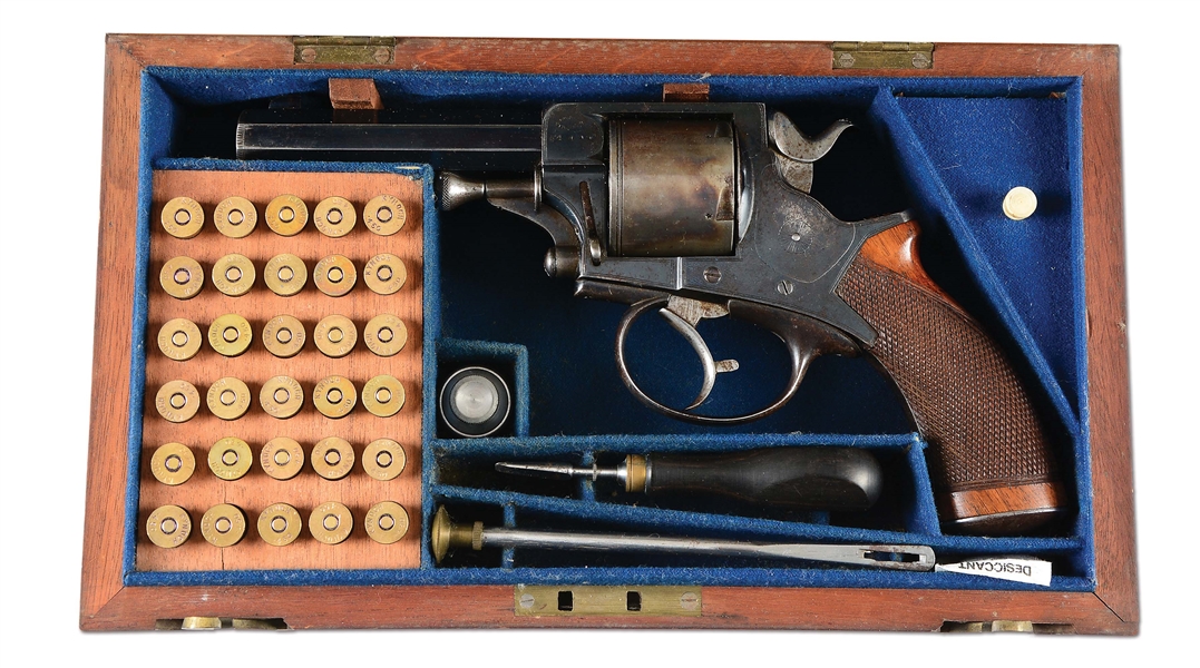 (A) DEALER MARKED & CASED J. & W. TOLLEY TRANTER PATENT .450 CALIBER REVOLVER.