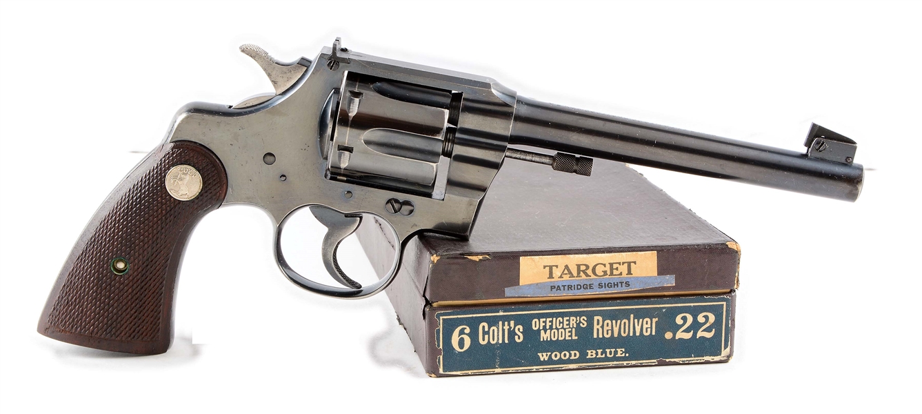 (C) BOXED PRE-WAR COLT OFFICERS MODEL .22 DOUBLE ACTION TARGET REVOLVER (1930).