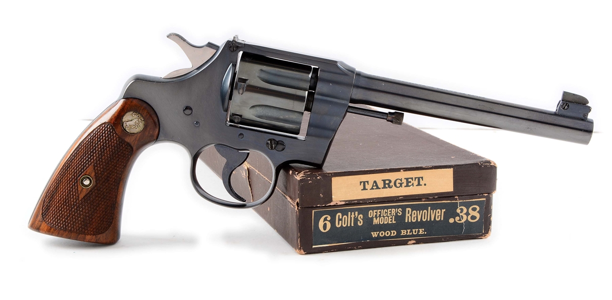 (C) BOXED PRE-WAR COLT OFFICERS MODEL DOUBLE ACTION TARGET REVOLVER (1920).