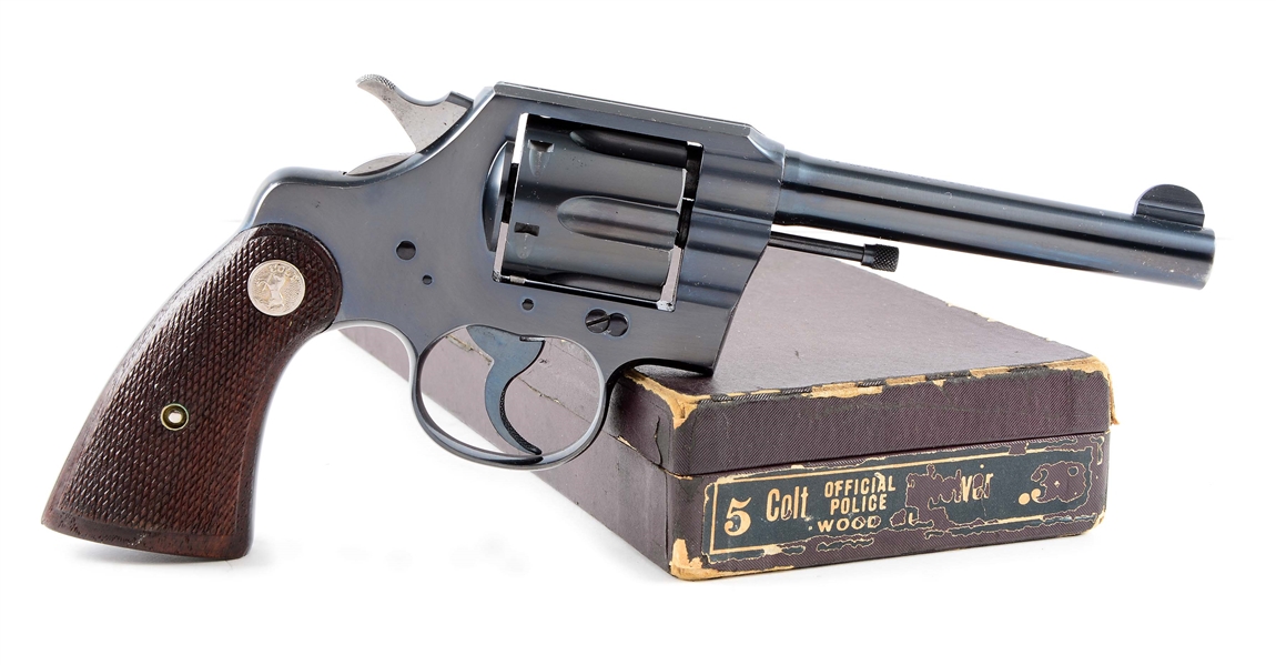 (C) BOXED PRE-WAR COLT OFFICIAL POLICE DOUBLE ACTION REVOLVER (1941).