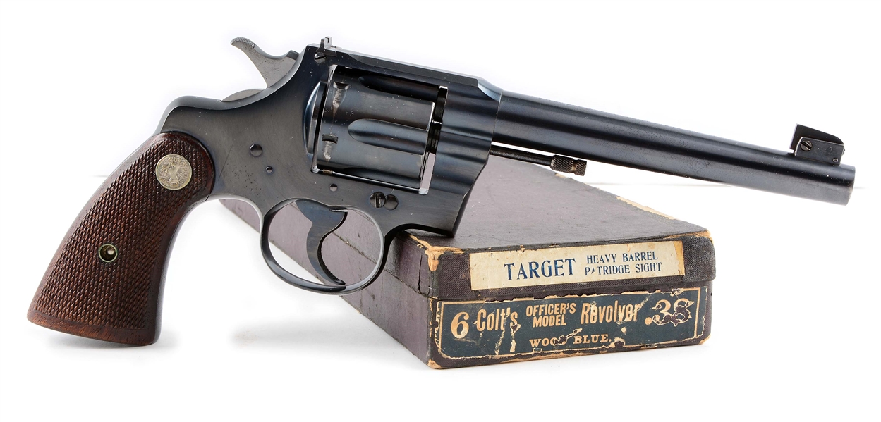(C) BOXED COLT OFFICERS MODEL DOUBLE ACTION TARGET REVOLVER (1937).
