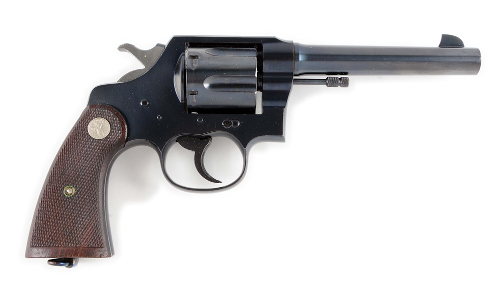(C) NEAR NEW COLT NEW SERVICE DOUBLE ACTION REVOLVER (1939).