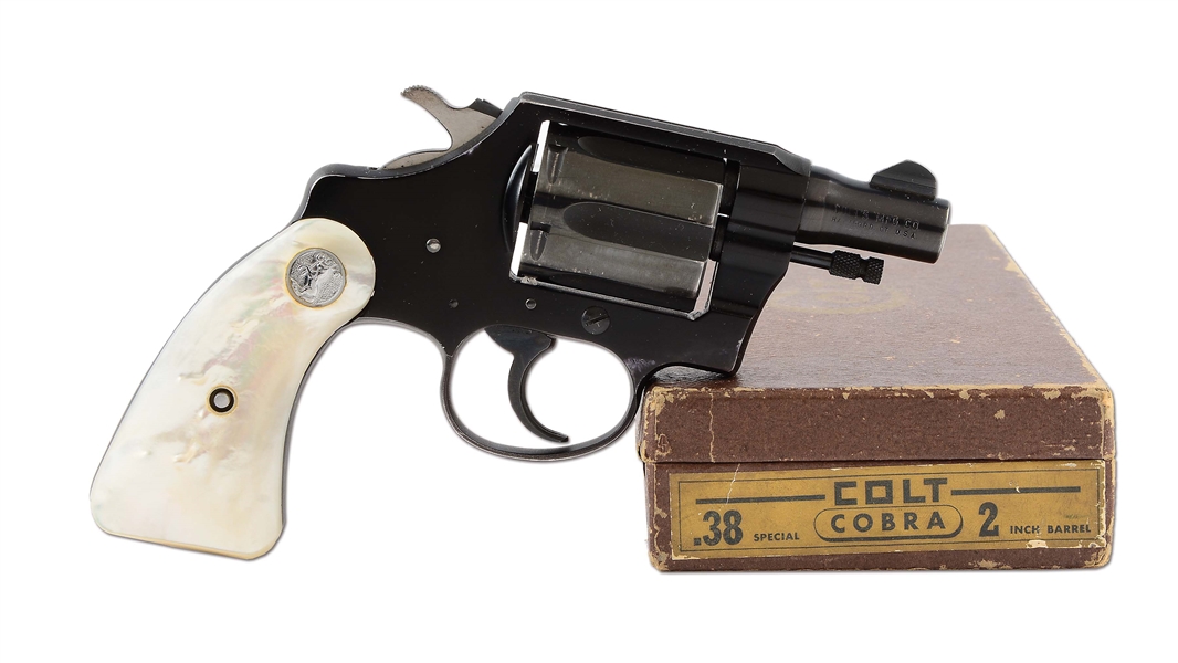 (C) BOXED COLT COBRA DOUBLE ACTION REVOLVER WITH FACTORY PEARL GRIPS (1952).