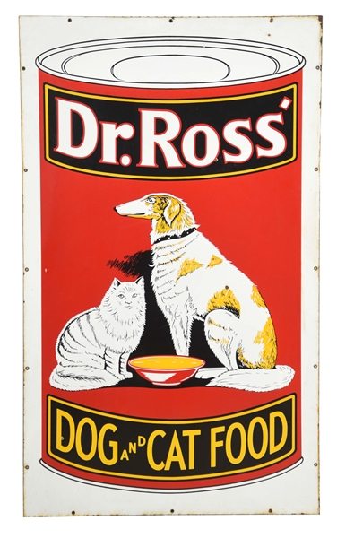 DR. ROSS DOG & CAT FOOD LARGE PORCELAIN SIGN.