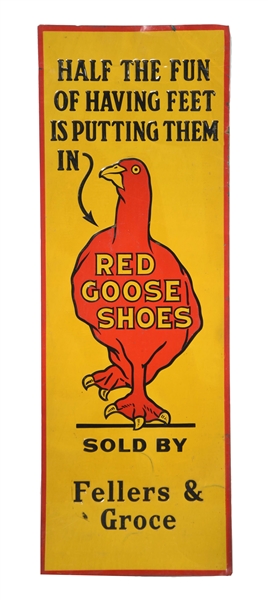 FELLERS & GROSS RED GOOSE SHOES EMBOSSED TIN SIGN.