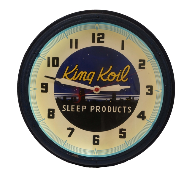 KING KOIL SLEEP PRODUCTS NEON ADVERTISING CLOCK.