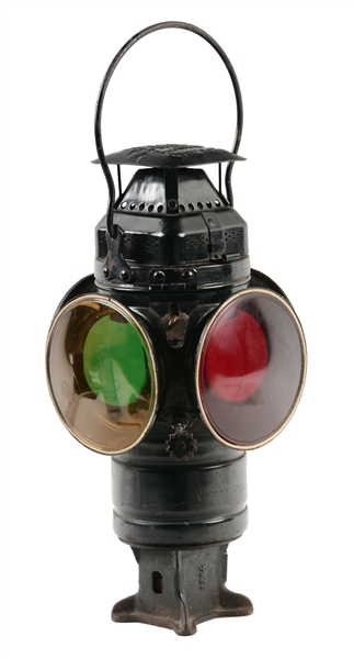ADLAKE NON-SWEATING LAMP WITH MULTI COLORED GLASS.