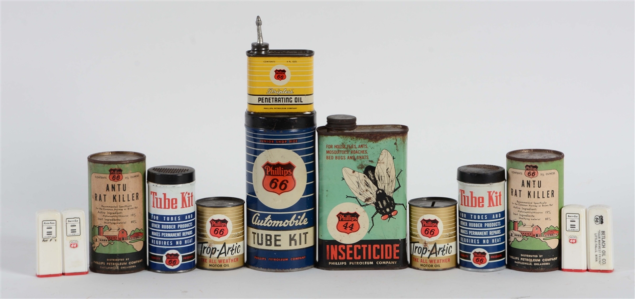 LOT OF 10: PHILLIPS 66 GASOLINE ADVERTISING CANS 