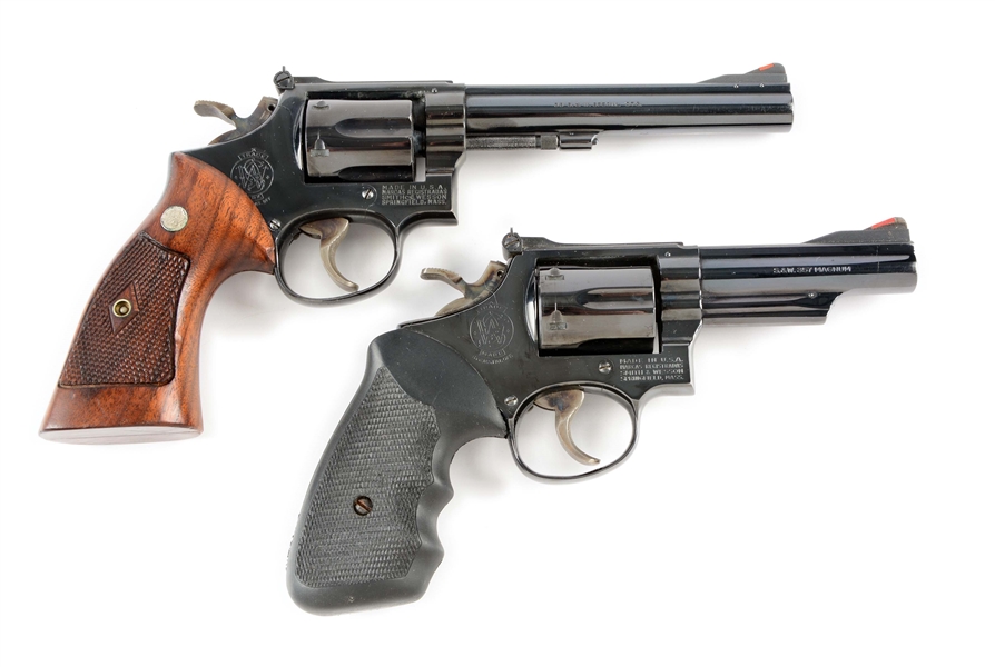 (C) LOT OF 2: SMITH & WESSON MODEL 19-3 & 14-2 DOUBLE ACTION REVOLVERS.