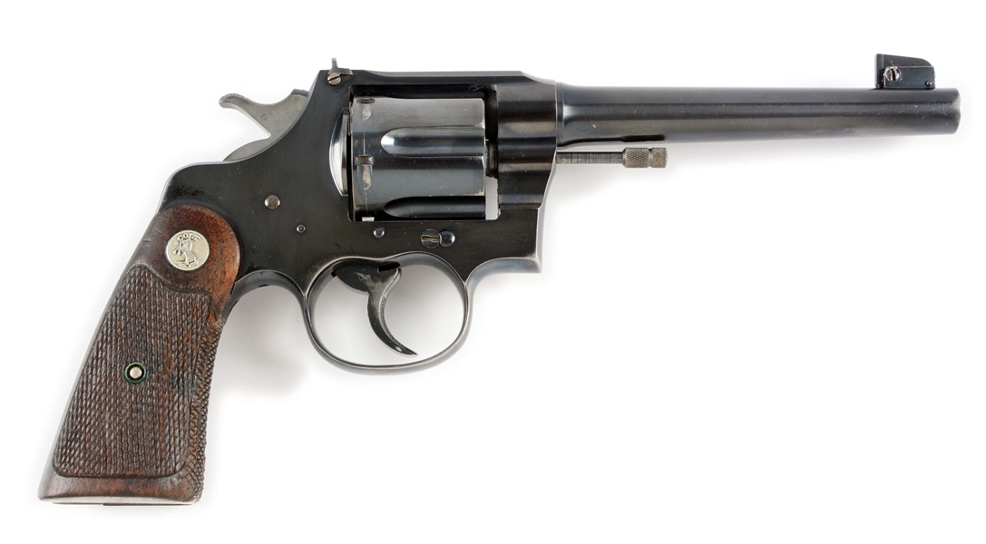 (C) PRE-WAR COLT SHOOTING MASTER NEW SERVICE DOUBLE ACTION REVOLVER (1936).