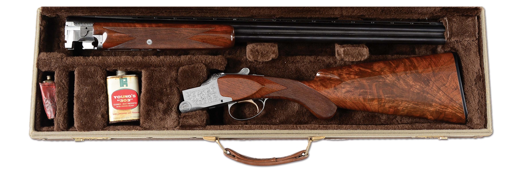 (M) SPECIAL ORDER BROWNING SUPERPOSED PIGEON GRADE SHOTGUN WITH CASE.