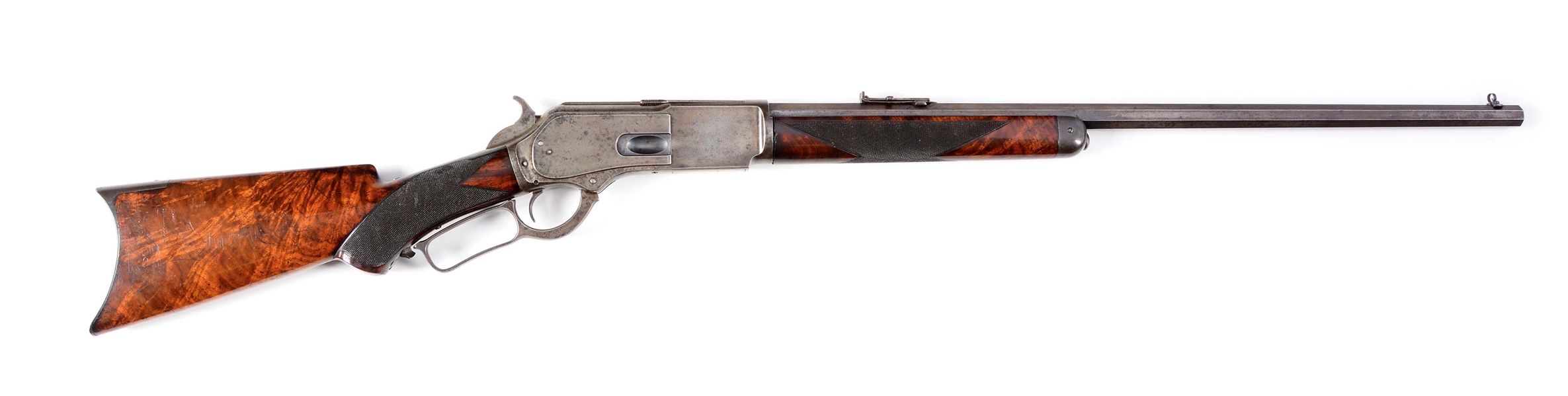 (A) DELUXE WINCHESTER MODEL 1876 LEVER ACTION RIFLE.