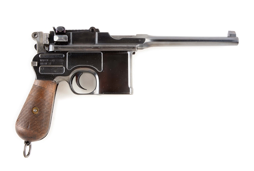 (C) BROOMHANDLE MAUSER MODEL C-96 WAR-TIME COMMERCIAL SEMI-AUTOMATIC PISTOL.