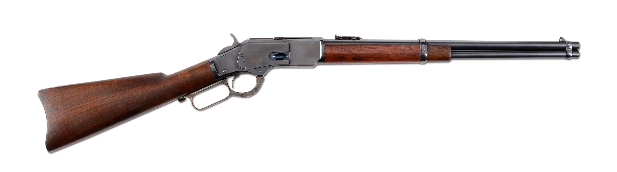 (A) SPECTACULAR NEAR NEW WINCHESTER MODEL 1873 LEVER ACTION SADDLE RING CARBINE (1889).