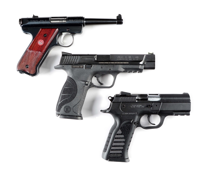 (M) LOT OF 3: AS NEW CASED SEMI-AUTOMATIC PISTOLS.