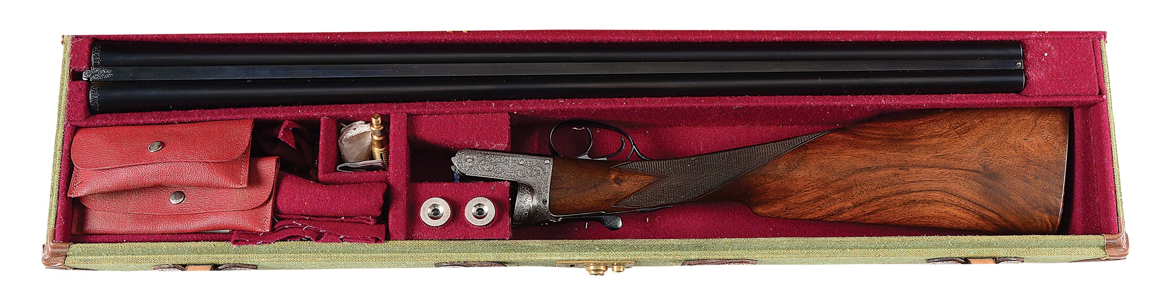 (C) WELL BUILT JOHN SAUNDERS BOXLOCK EJECTOR GAME SHOTGUN WITH CASE.