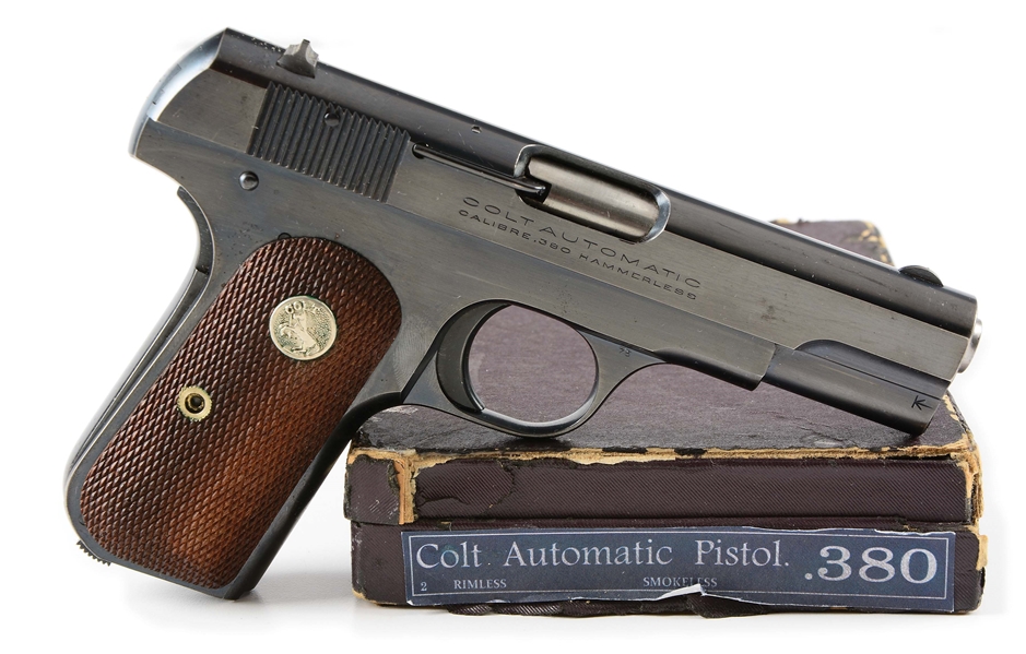 (C) BOXED COLT MODEL 1908 SEMI-AUTOMATIC PISTOL (1936).