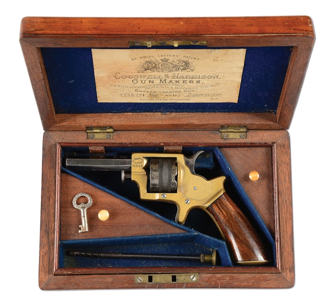 (A) DEALER MARKED & CASED COGSWELL & HARRISON TRANTER PATENT REVOLVER.