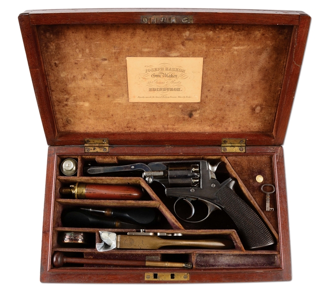 (A) DEALER MARKED & CASED ADAMS PATENT PERCUSSION REVOLVER.