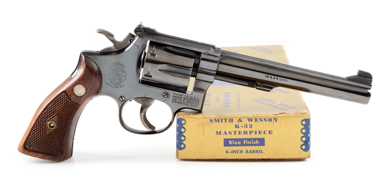 (C) GOLD BOX SMITH & WESSON MODEL 16 DOUBLE ACTION REVOLVER (1961).