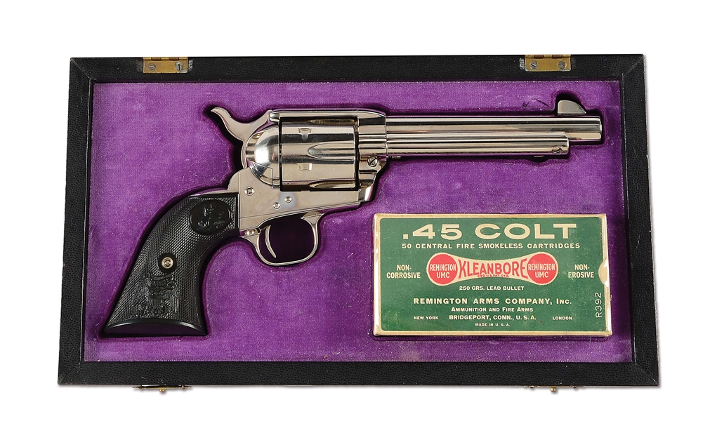 (M) LEATHERETTE CASED 3RD GENERATION COLT SINGLE ACTION ARMY .45 CALIBER REVOLVER (1997).