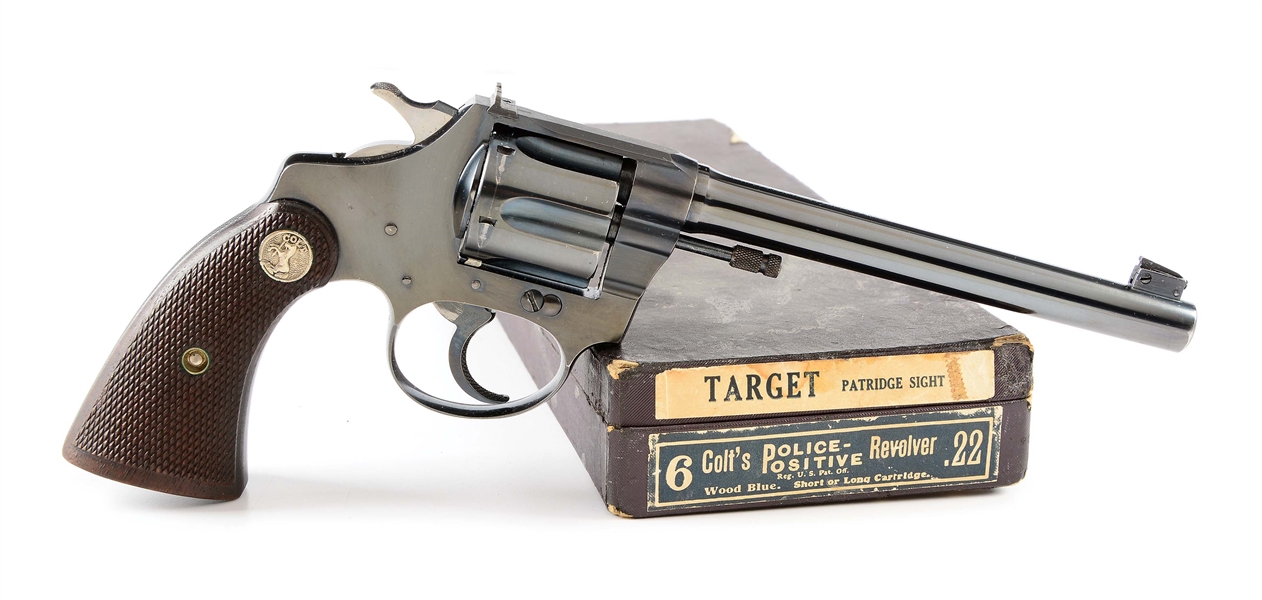 (C) BOXED PRE-WAR COLT POLICE POSITIVE .22 DOUBLE ACTION TARGET REVOLVER (1933).
