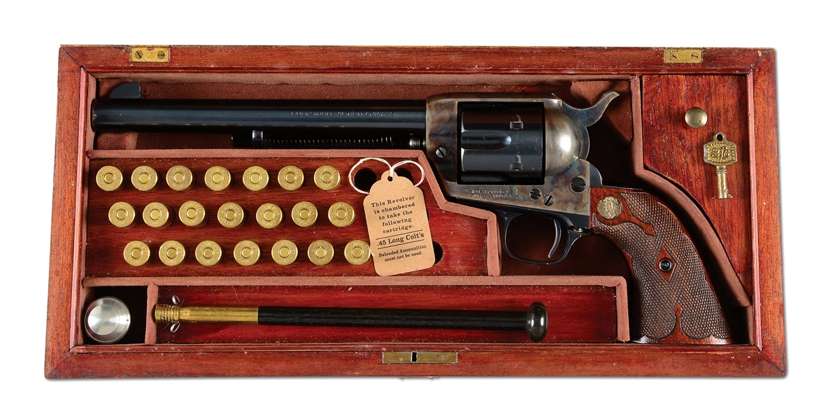 (C) CASED 1ST GENERATION COLT SINGLE ACTION ARMY REVOLVER (1932).