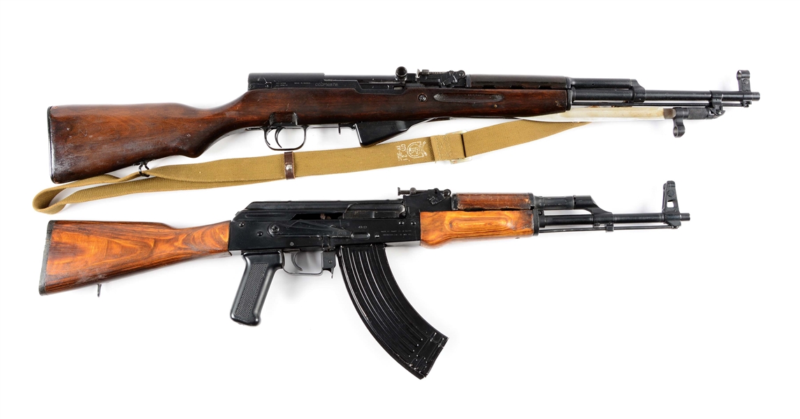 (C) LOT OF 2: EGYPTIAN MAADI AK-47 & RUSSIAN SKS SEMI-AUTOMATIC RIFLES.