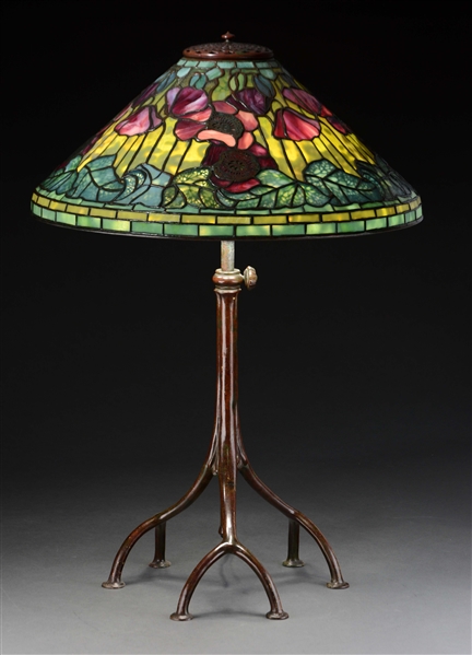 TIFFANY STUDIOS POPPY TABLE LAMP.