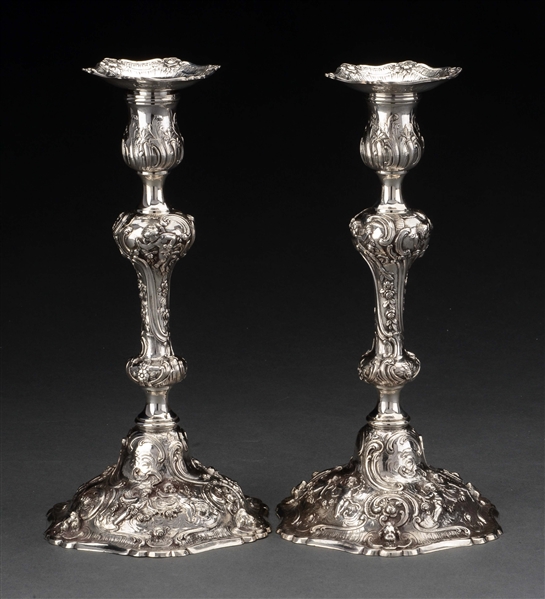 PAIR OF AMERICAN STERLING CANDLESTICKS.