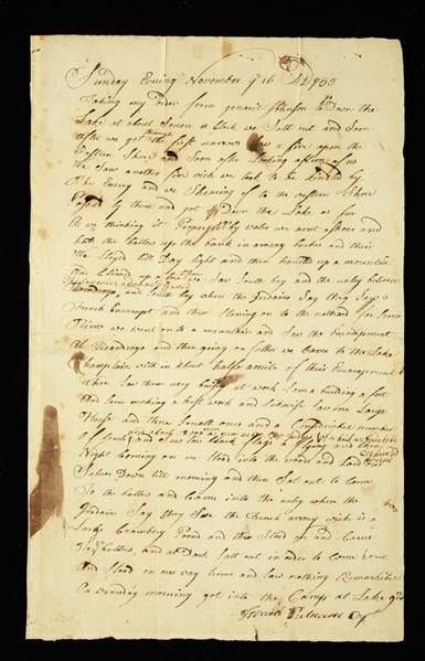 RANGER ISRAEL PUTNAMS REPORT OF HIS 1755 SCOUTING EXPEDITION TO TICONDEROGA.