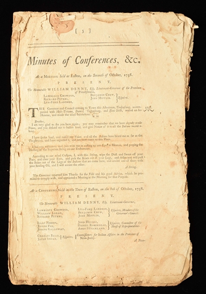 MINUTES OF EASTON CONFERENCE / TEEDYUSCUNG 1758.