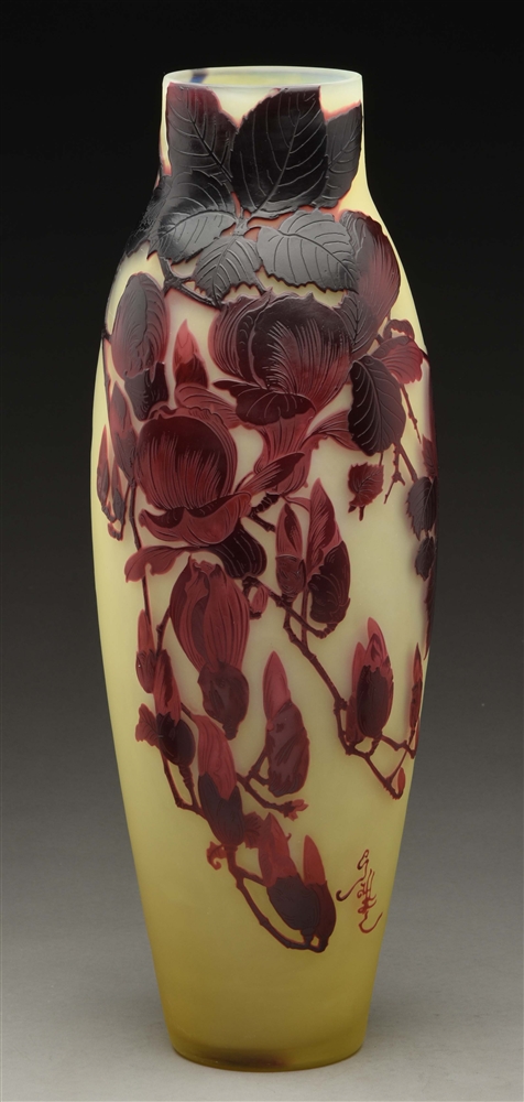 MONUMENTAL GALLE CAMEO VASE.