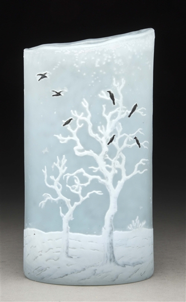 DAUM NANCY BLACKBIRD VASE.