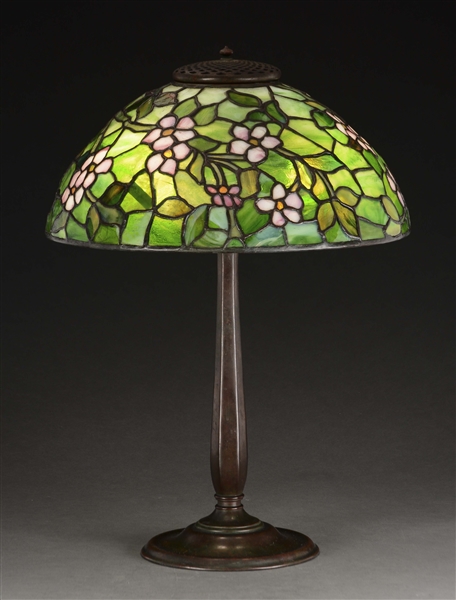 TIFFANY STUDIOS APPLE BLOSSOM TABLE LAMP.