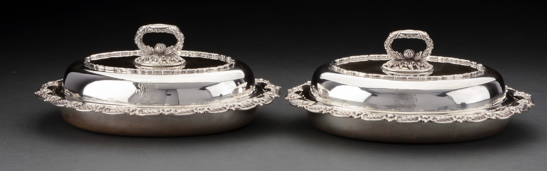 PAIR OF TIFFANY STERLING COVERED VEGETABLE DISHES.